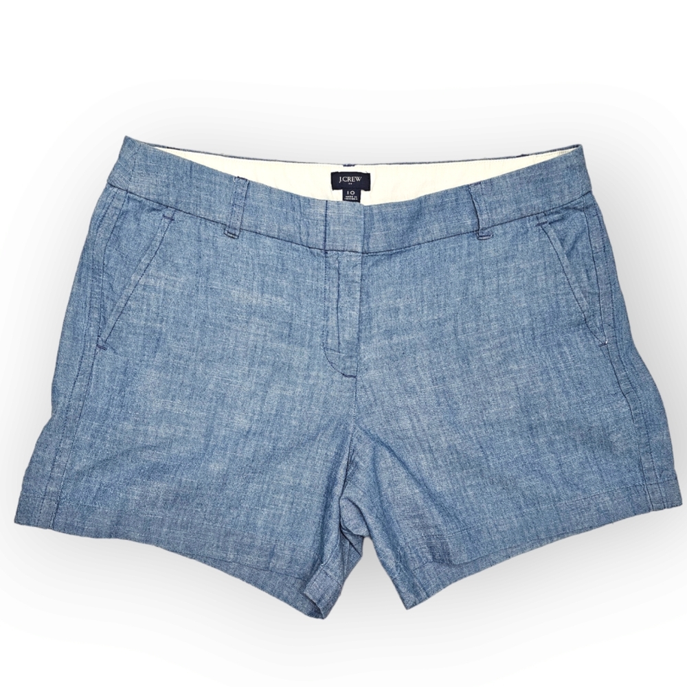 J. Crew Chambray Blue Shorts 100% Cotton Size 10